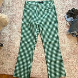 Green gingham trouser pant
